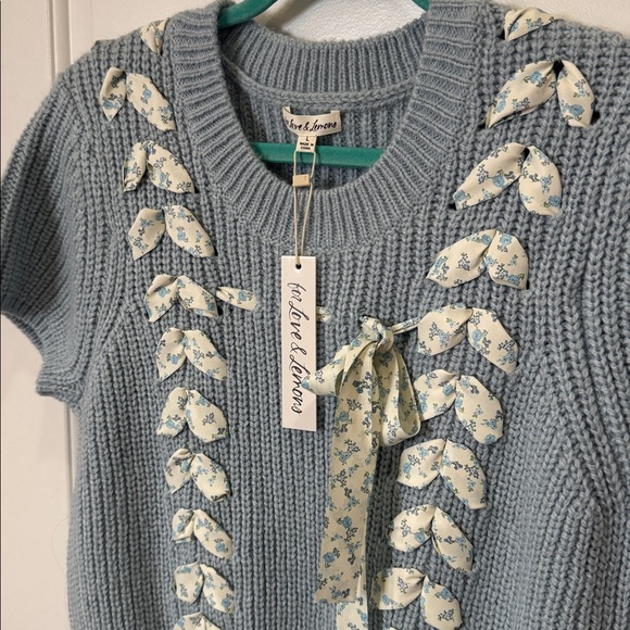 *NEW* FOR LOVE AND LEMONS BOW SWEATER LARGE - Picture 6 of 10